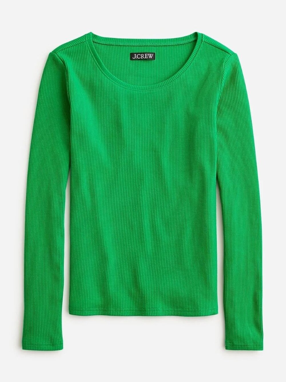 J. Crew Women's Green Long- Sleeve T-Shirt In Vintage Rib Size S